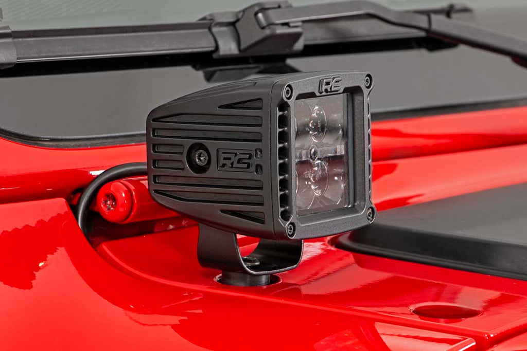 Jeep 2 Inch LED Cube Easy-Mount Kit 18-20 Wrangler JL 20-Up Gladiator-Black Series w/Amber DRL  Rough Country