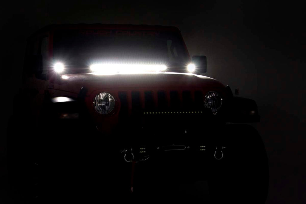 Jeep 2 Inch LED Cube Easy-Mount Kit 18-20 Wrangler JL 20-Up Gladiator-Black Series w/White DRL Rough Country