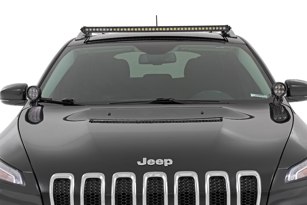 LED Light Kit Ditch Mount 2 Inch Black Pair Spot Jeep KL 14-21 Rough Country