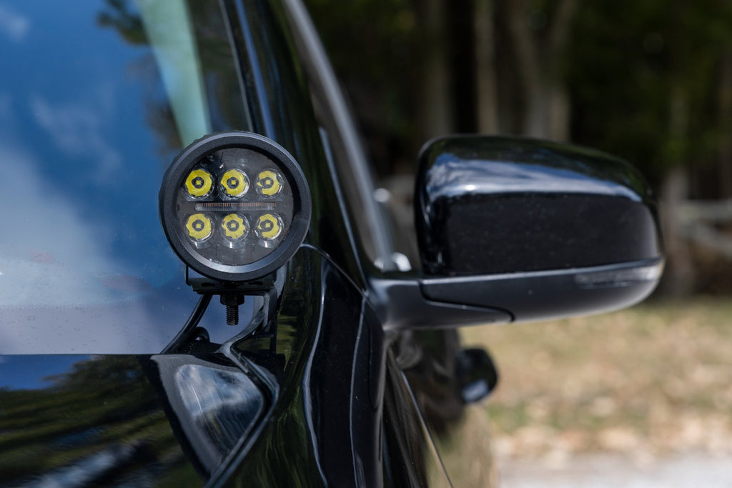 LED Light Kit Ditch Mount 2 Inch Black Pair Flood Jeep KL 14-21 Rough Country