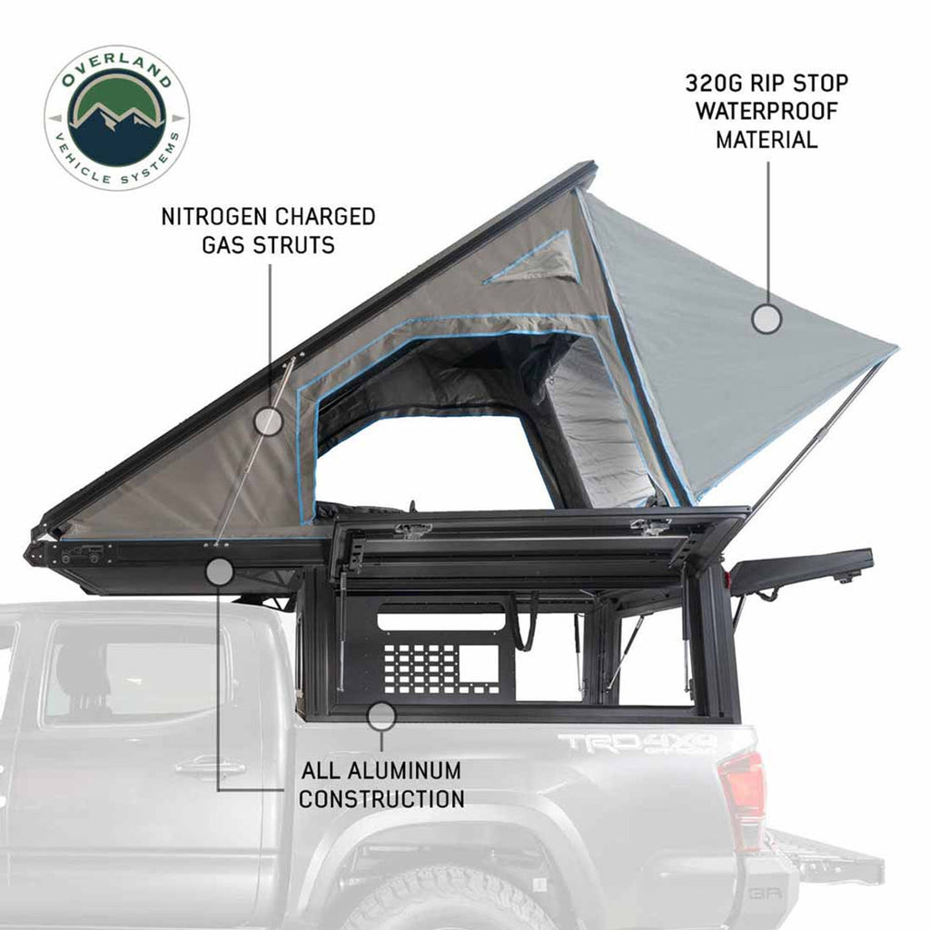 MagPak Camper W/Tent, Lights, Rear Molle Panel, Side Tie Downs, Front and Rear Windows 16-24 Toyota Tacoma 5 Foot Bed Overland Vehicle Systems