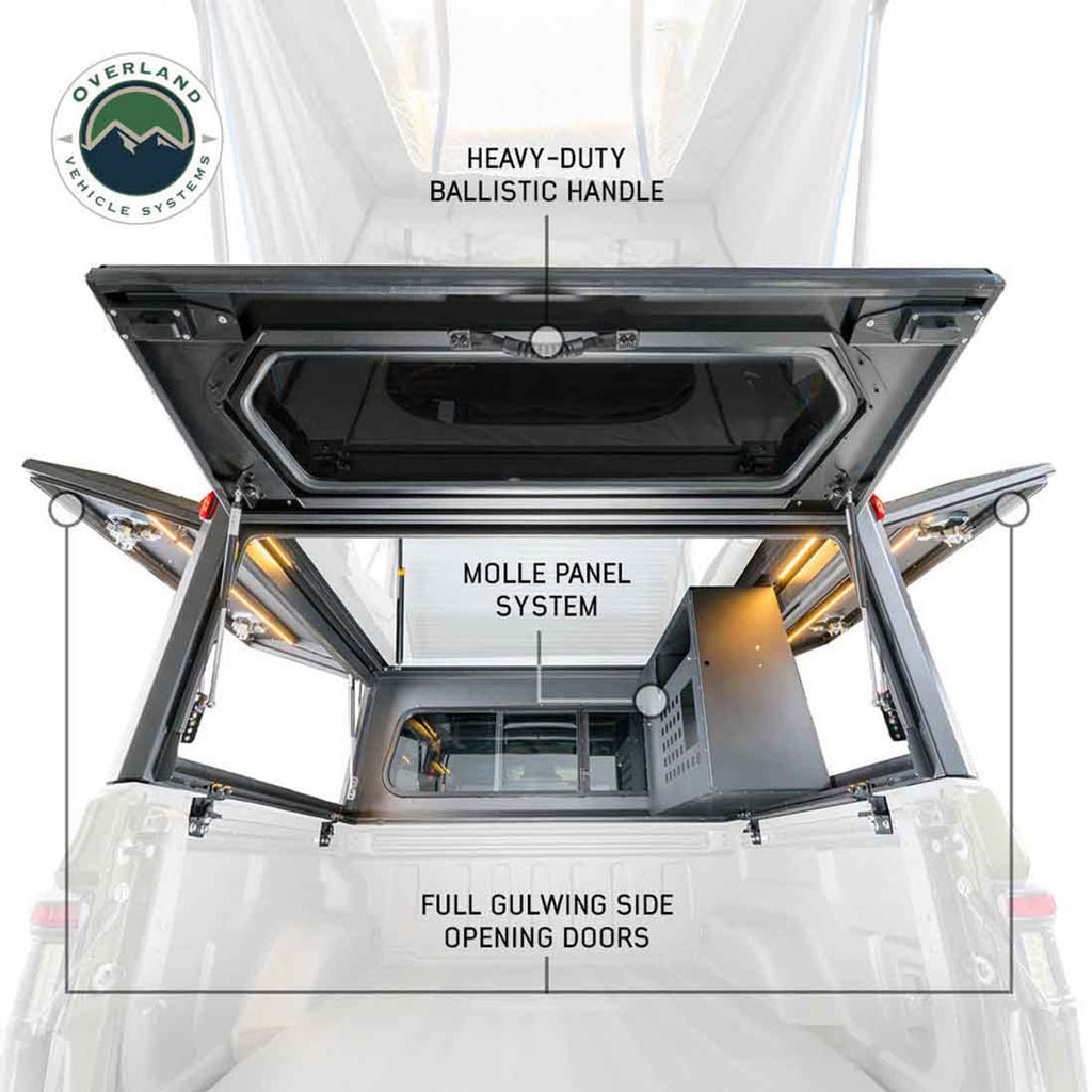 MagPak Camper W/Tent, Lights, Rear Molle Panel, Side Tie Downs, Front and Rear Windows 09-24 Ford F150 5.5 Foot Bed Overland Vehicle Systems