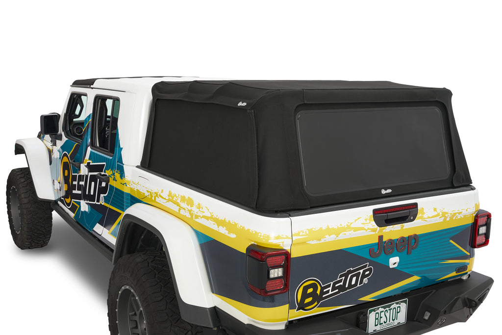 Supertop Truck Bed Cap 2 For Jeep 2020-2024 Gladiator 5.0 Foot Black Diamond PVC Coated Sailcloth No Drill Bestop