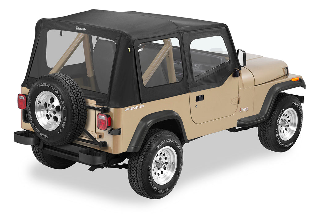 Replace-A-Top for OEM Hardware For Jeep 1988-1995 Wrangler YJ Clear Black Sailcloth Upper Door Skins Included Bestop