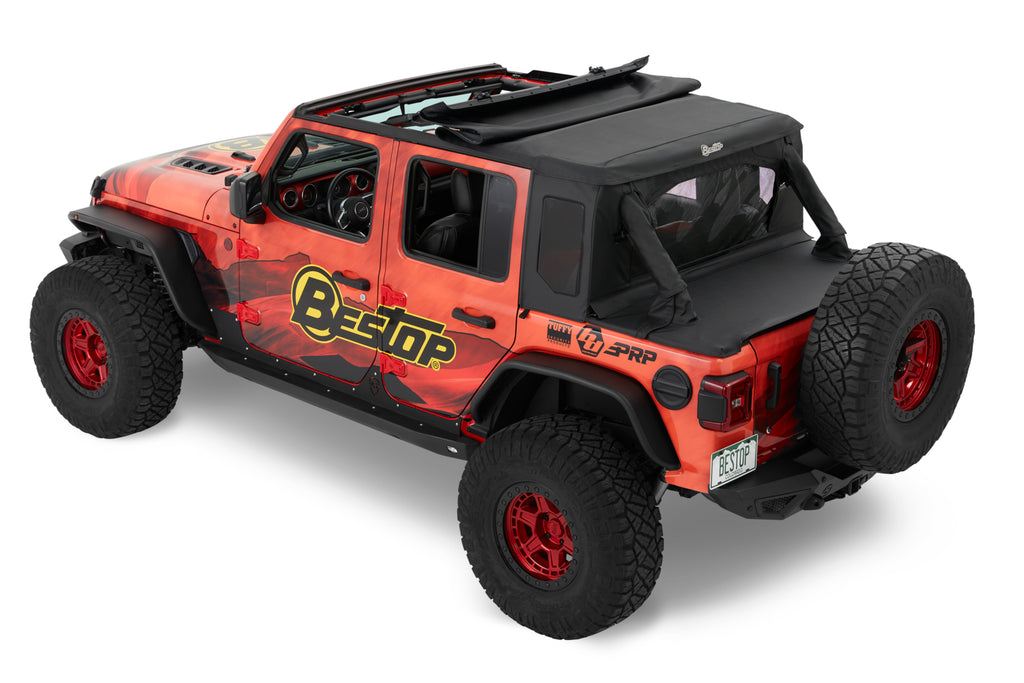 Jeep Wrangler Halftop Soft Top Conversion Kit For Jeep 2018-2023 Wrangler JL 4 Door Black Premium Twill Bestop