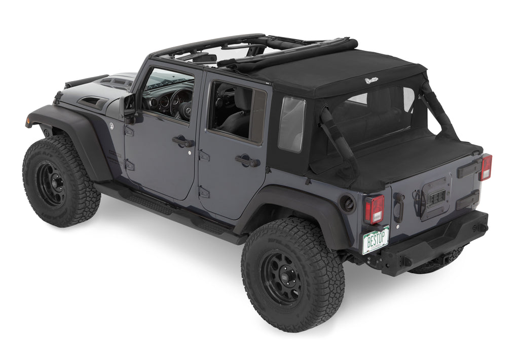 Jeep Wrangler Halftop Soft Top Conversion Kit For Jeep 2007-2018 Wrangler JK 4 Door Black Premium Twill Bestop