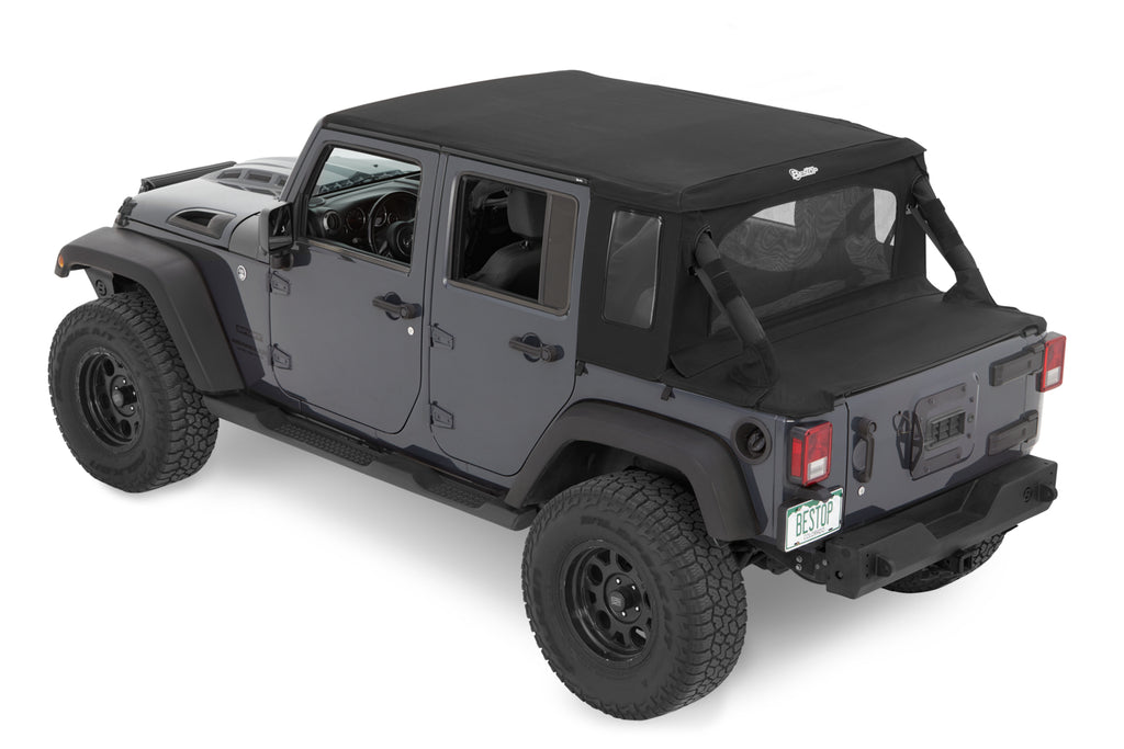 Jeep Wrangler Halftop Soft Top Conversion Kit For Jeep 2007-2018 Wrangler JK 4 Door Black Premium Twill Bestop