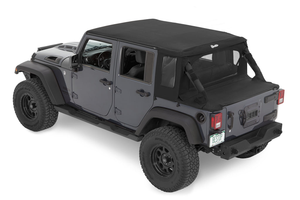 Jeep Wrangler Halftop Soft Top Conversion Kit For Jeep 2007-2018 Wrangler JK 4 Door Black Premium Twill Bestop