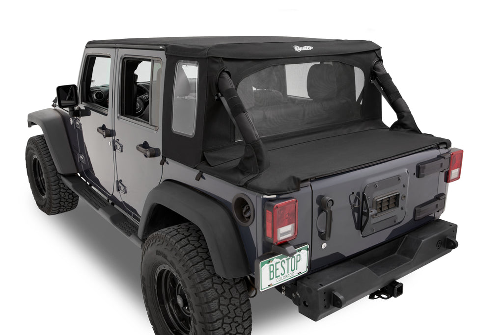 Jeep Wrangler Halftop Soft Top Conversion Kit For Jeep 2007-2018 Wrangler JK 4 Door Black Premium Twill Bestop