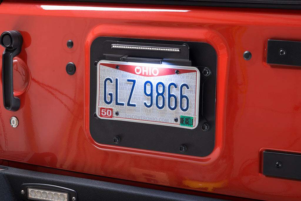 Jeep JK BackSide License Plate Mount with LED's 07-18 Wrangler JK Textured Black Kentrol