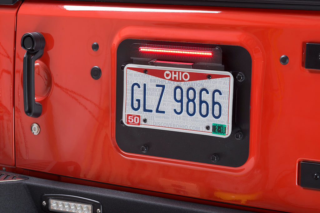 Jeep JK BackSide License Plate Mount with LED's 07-18 Wrangler JK Textured Black Kentrol