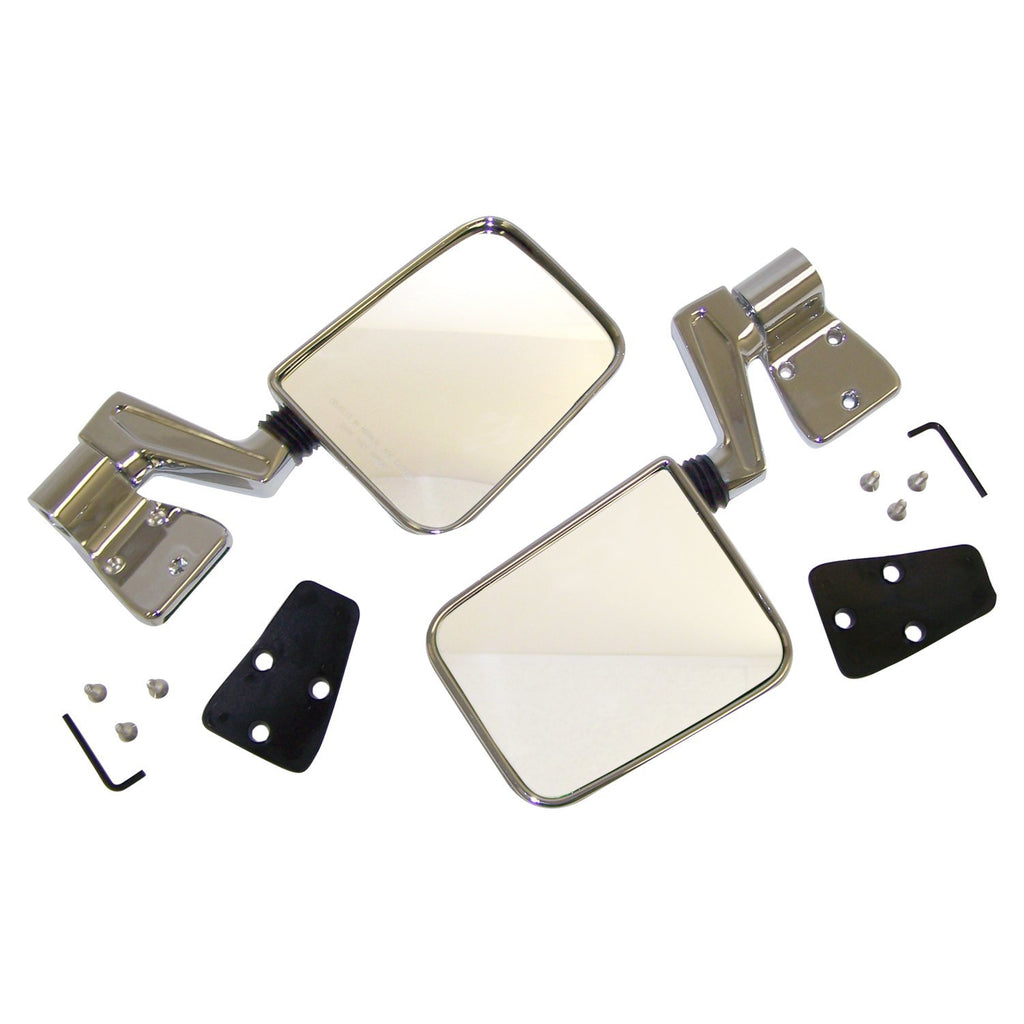 Manual Folding Mirror Kit for 1987-2006 Jeep YJ, TJ Wrangler, Chrome Crown Automotive