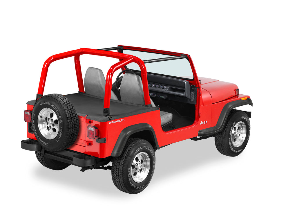 Cargo Deck Covers For Jeep 1992-1995 Wrangler YJ Factory Hardtop Removed No Belt Rail Channels Black Denim Bestop