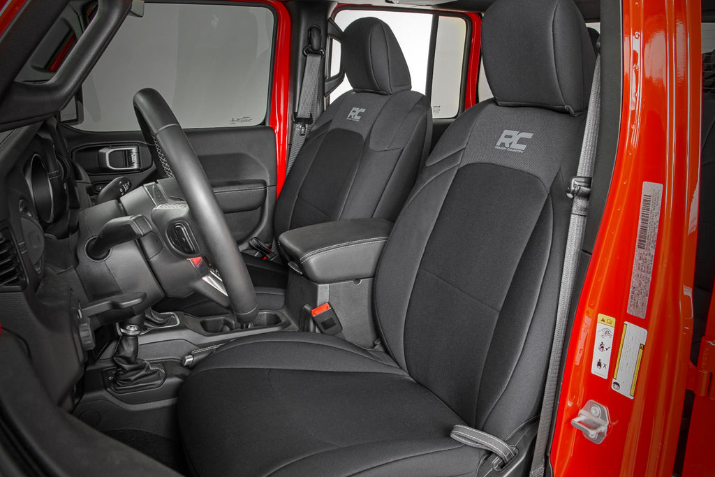 Jeep Neoprene Seat Cover Set Black 20-Up Gladiator JT Rough Country