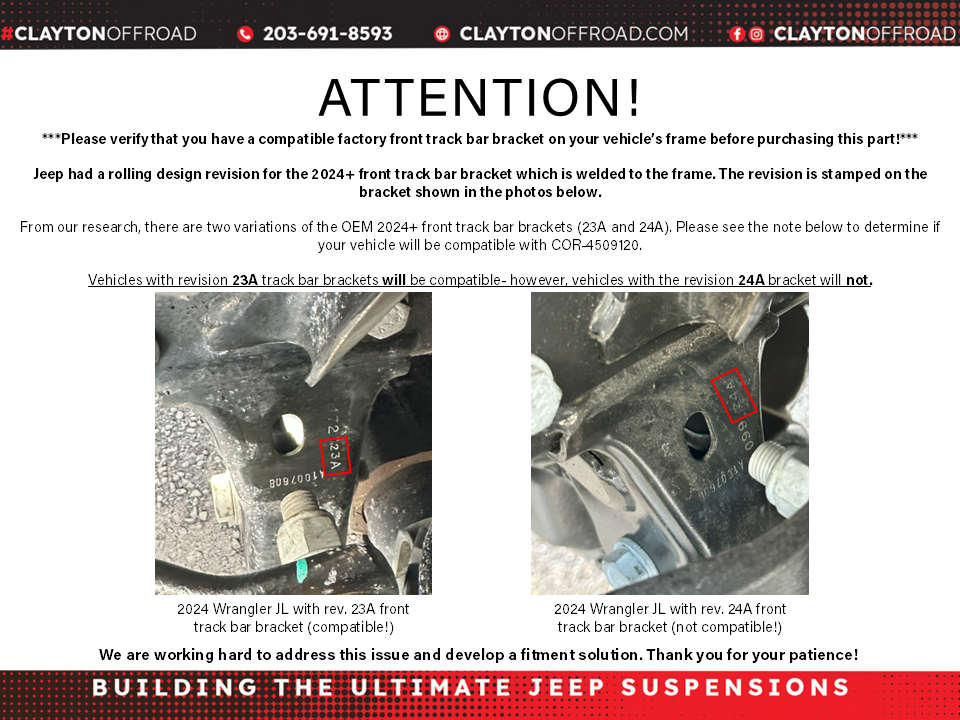 Jeep Front Track Bar Bracket Brace 2018+ JL/JT Clayton Off Road