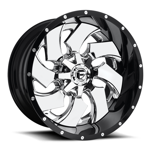 Aluminum Wheels 20X9 Cleaver D240 5 On 139.7/5 On 150 Chrome/Gloss Black Lip 110.1 Bore 20 Offset 8 Spoke Fuel Off Road Wheels