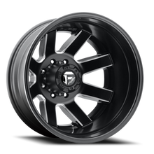 Load image into Gallery viewer, Dually Wheels 22X8.3 Maverick Dually D538 8 On 200 Black Milled 142 Bore -201 Offset 7 Spoke Outer Dually Fuel Off Road Wheels