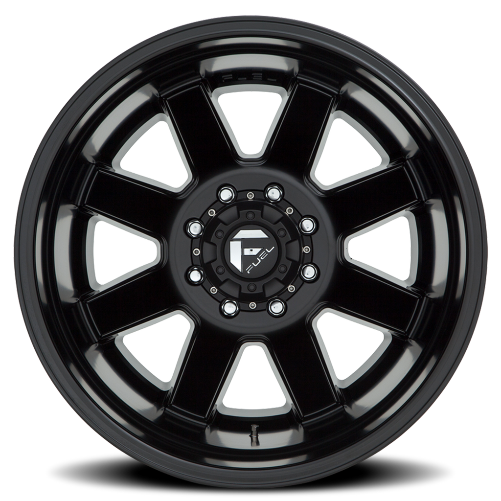 Dually Wheels 22X8.3 Maverick Dually D538 8 On 200 Black Milled 142 Bore -201 Offset 7 Spoke Outer Dually Fuel Off Road Wheels