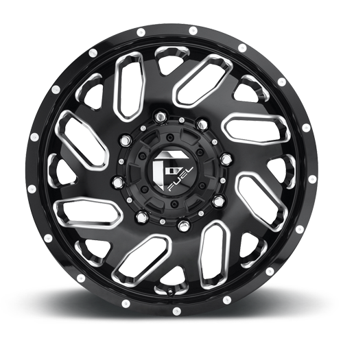Dually Wheels 20X8.25 Triton Dually D581 8 On 165.1 Gloss Black Milled 121.5 Bore 105 Offset Mesh Spoke Front Dually Fuel Off Road Wheels