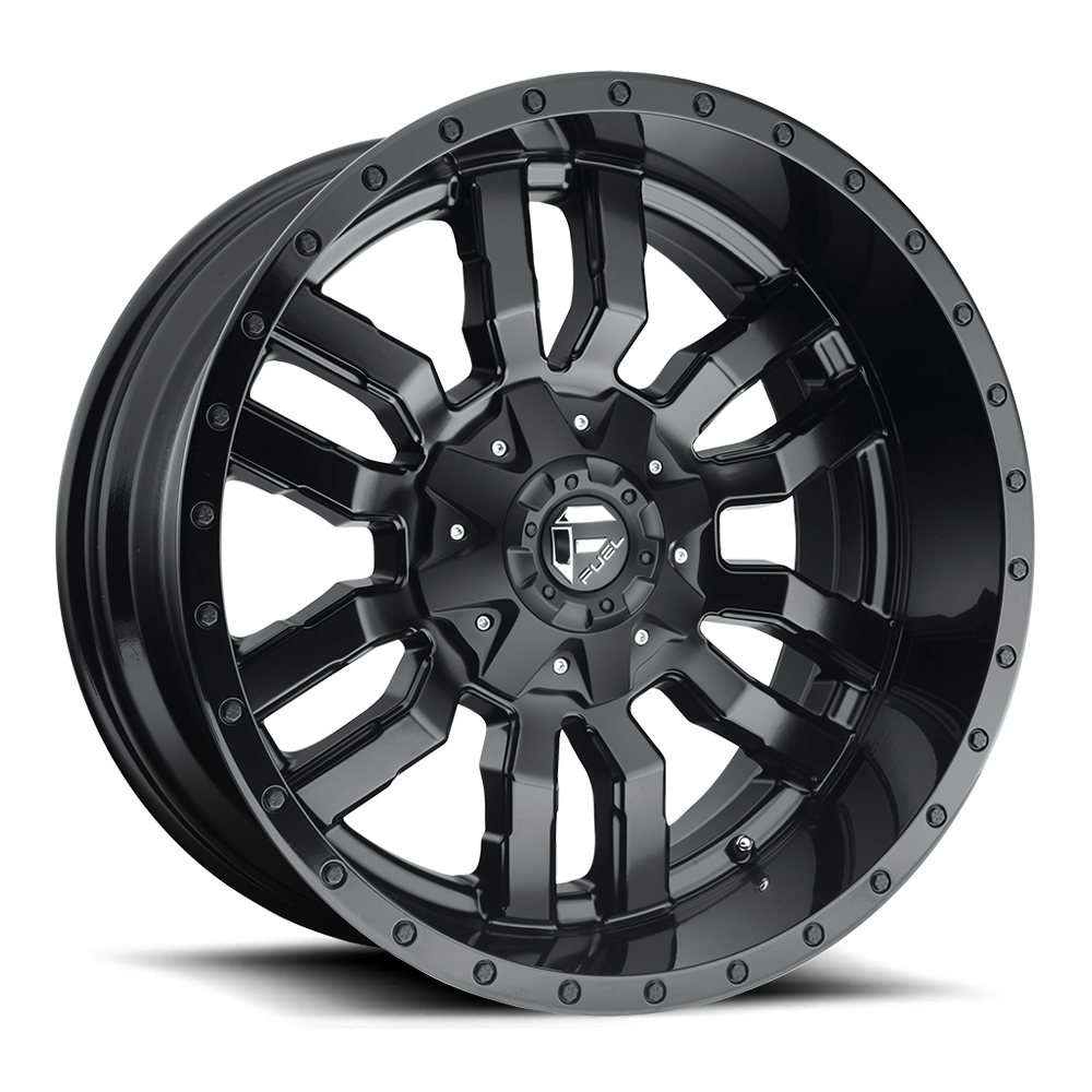 Aluminum Wheels 22X9.5 Sledge D596 6 On 135/6 On 139.7 Matte Black/Gloss Black Lip 106.1 Bore 19 Offset Fuel Off Road Wheels