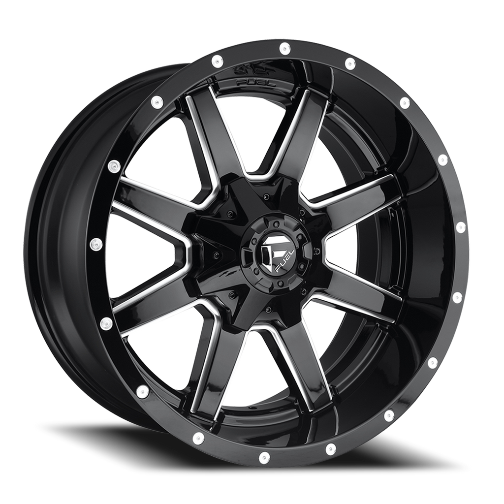 Aluminum Wheels 20X10 Maverick D610 5 On 114.3/5 On 127 Gloss Black/Milled 78.1 Bore -18 Offset Fuel Off Road Wheels