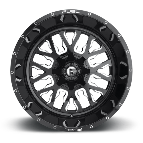 Aluminum Wheels 22X10 Stroke D611 8 On 170 Gloss Black Milled 125.1 Bore -18 Offset Fuel Off Road Wheels