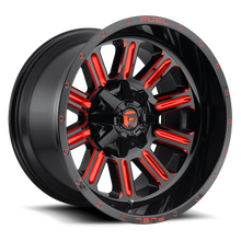 Load image into Gallery viewer, Aluminum Wheels 20X9 Hardline D621 6 On 135/6 On 139.7 Gloss Black/Candy Red 106.3 Bore 20 Offset Fuel Off Road Wheels