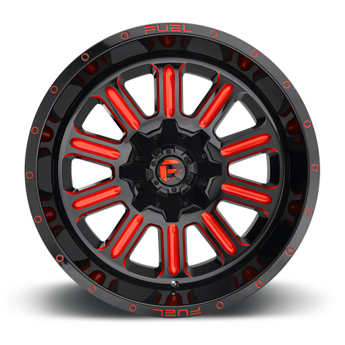 Aluminum Wheels 20X9 Hardline D621 6 On 135/6 On 139.7 Gloss Black/Candy Red 106.3 Bore 20 Offset Fuel Off Road Wheels
