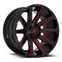 Load image into Gallery viewer, Aluminum Wheels 22X10 Contra D643 6 On 135/6 On 139.7 Gloss Red Milled 106.1 Bore -19 Offset Multi Spoke Fuel Off Road Wheels