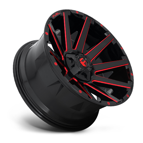 Aluminum Wheels 22X10 Contra D643 6 On 135/6 On 139.7 Gloss Red Milled 106.1 Bore -19 Offset Multi Spoke Fuel Off Road Wheels