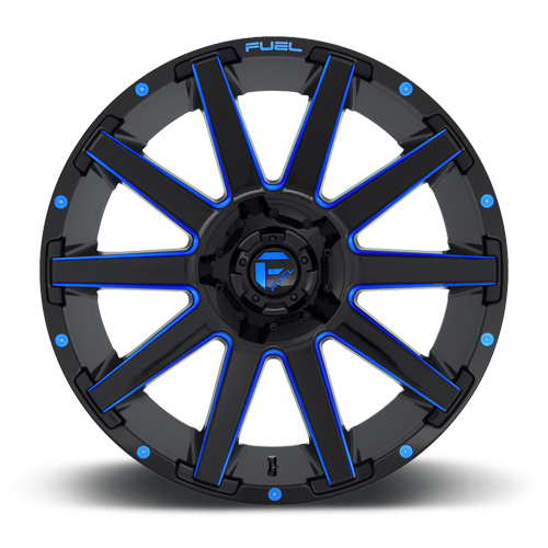 Aluminum Wheels 20X9 Contra D644 6 On 135/6 On 139.7 Gloss Blue Milled 106.3 Bore 20 Offset Multi Spoke Fuel Off Road Wheels