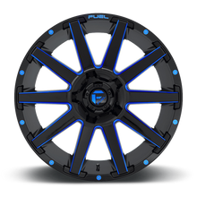 Load image into Gallery viewer, Aluminum Wheels 20X9 Contra D644 6 On 135/6 On 139.7 Gloss Blue Milled 106.3 Bore 20 Offset Multi Spoke Fuel Off Road Wheels