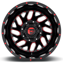 Load image into Gallery viewer, Dually Wheels 20X8.25 Triton Dually D656 8 On 165.1 Gloss Black Red Tinted Clear 121.5 Bore -240 Offset Mesh Spoke Outer Dually Fuel Off Road Wheels