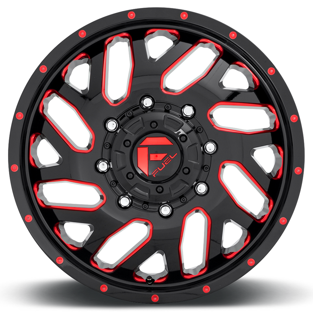 Dually Wheels 20X8.25 Triton Dually D656 8 On 165.1 Gloss Black Red Tinted Clear 121.5 Bore 105 Offset Mesh Spoke Front Dually Fuel Off Road Wheels