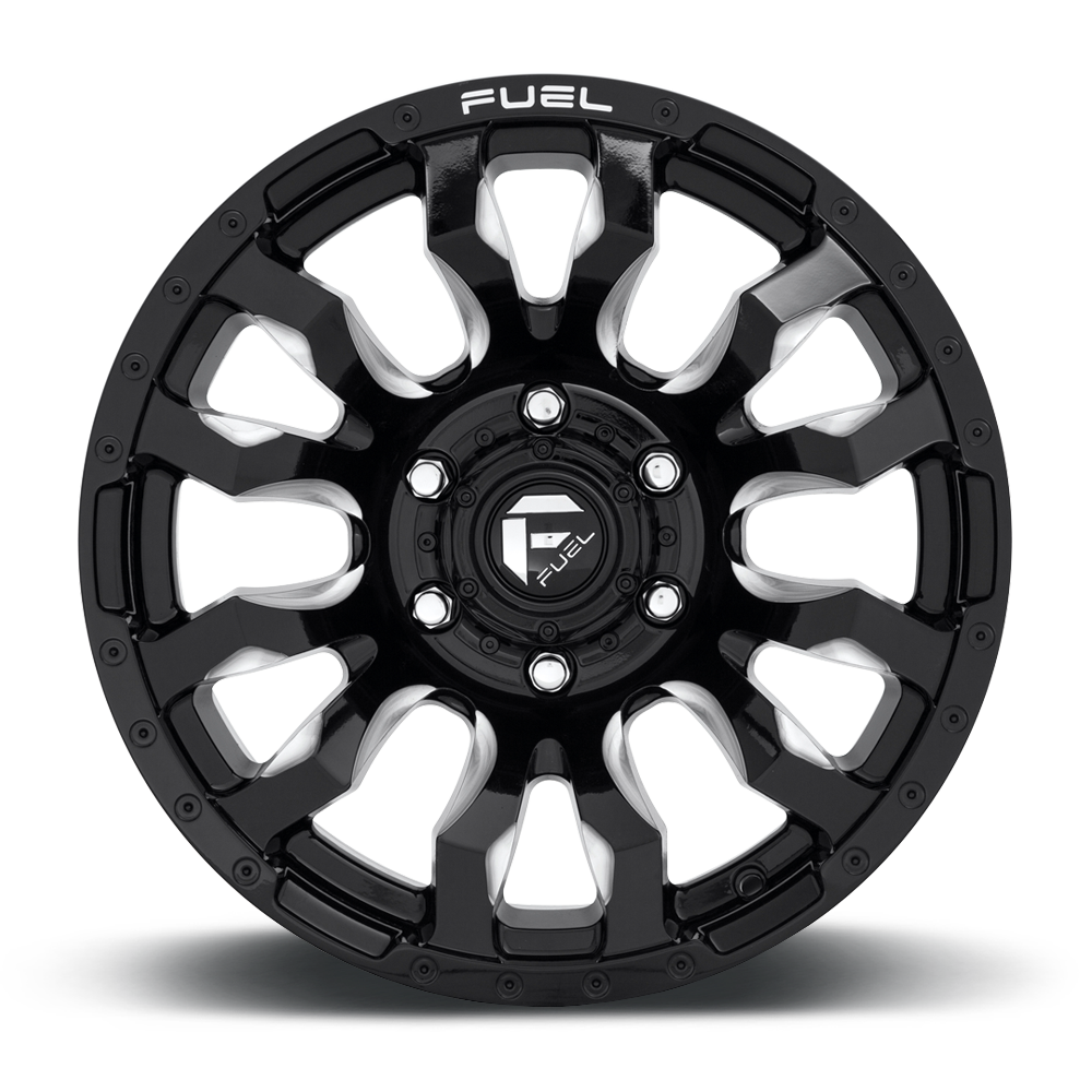 Aluminum Wheels 18X9 Blitz D673 6 On 139.7 Gloss Black Milled 106.1 Bore 20 Offset Multi Spoke Fuel Off Road Wheels