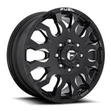 Load image into Gallery viewer, Dually Wheels 20X8.25 Blitz Dually D673 8 On 200 Gloss Black Milled 142 Bore 105 Offset Multi Spoke Front Dually Fuel Off Road Wheels