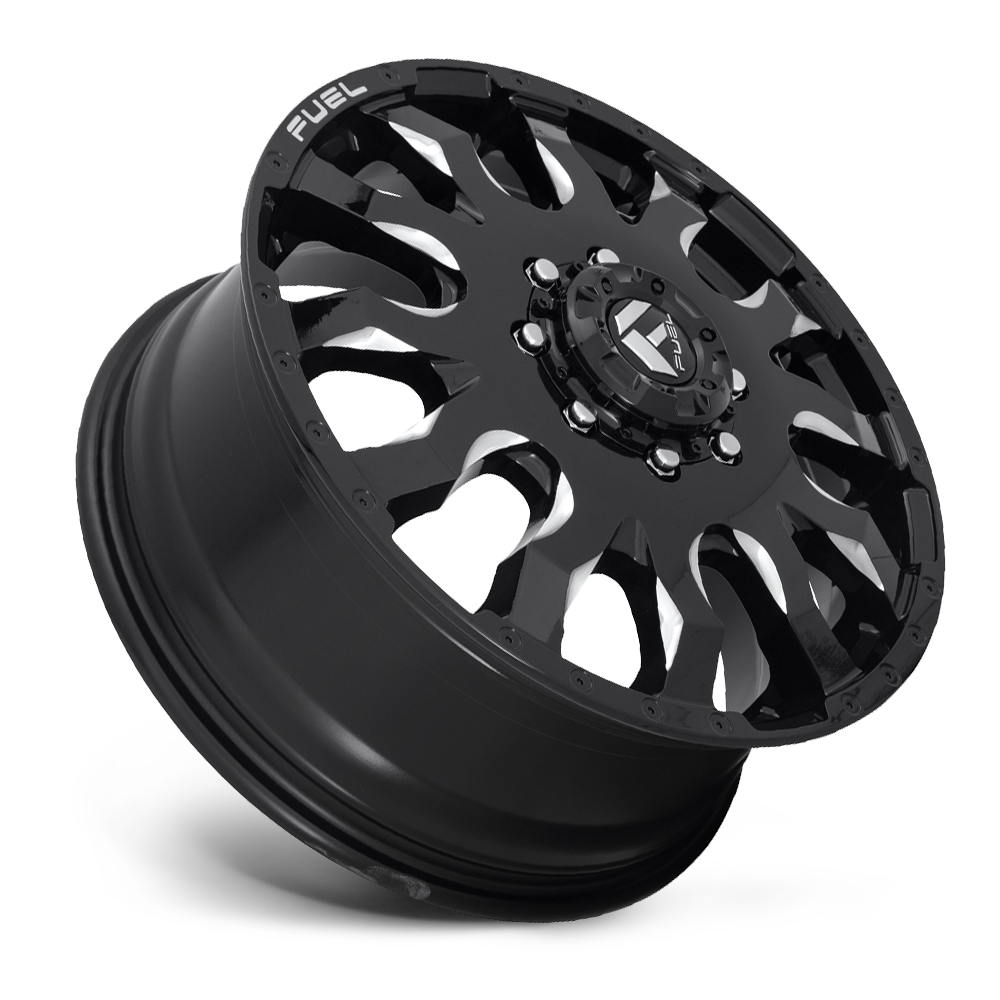 Dually Wheels 20X8.25 Blitz Dually D673 8 On 210 Gloss Black Milled 154.3 Bore 105 Offset Multi Spoke Front Dually Fuel Off Road Wheels
