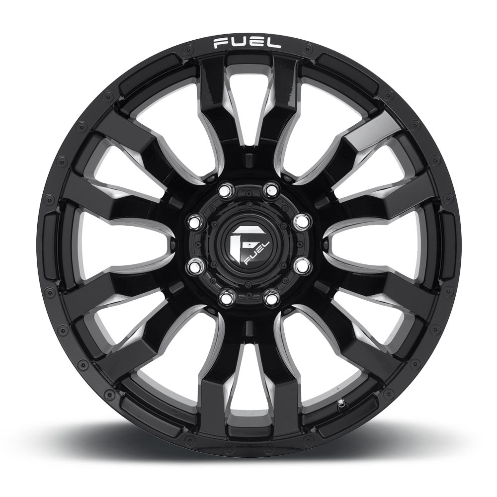 Aluminum Wheels 20X9 Blitz D673 8 On 170 Gloss Black Milled 125.1 Bore 1 Offset Multi Spoke Fuel Off Road Wheels