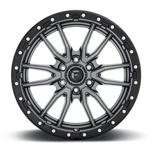 Load image into Gallery viewer, Aluminum Wheels 18X9 Rebel D680 6 On 139.7 Matte Gunmetal Gray Black Bead Ring 106.1 Bore 20 Offset Fuel Off Road Wheels