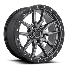 Load image into Gallery viewer, Aluminum Wheels 20X10 Rebel D680 5 On 139.7 Matte Gunmetal Gray Black Bead Ring 78.1 Bore -18 Offset Fuel Off Road Wheels