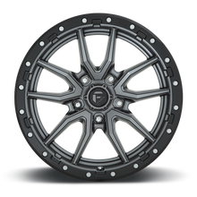 Load image into Gallery viewer, Aluminum Wheels 20X10 Rebel D680 5 On 139.7 Matte Gunmetal Gray Black Bead Ring 78.1 Bore -18 Offset Fuel Off Road Wheels