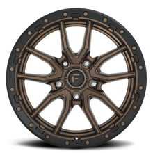 Load image into Gallery viewer, Aluminum Wheels 18X9 Rebel D681 5 On 127 Matte Bronze Black Bead Ring 71.5 Bore 1 Offset Fuel Off Road Wheels