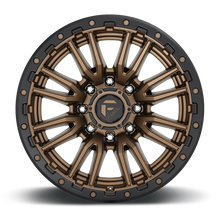 Load image into Gallery viewer, Aluminum Wheels 22X10 Rebel D681 8 On 165.1 Matte Bronze Black Bead Ring 125.1 Bore -18 Offset Fuel Off Road Wheels