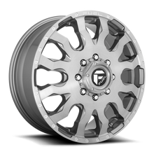 Load image into Gallery viewer, Dually Wheels 20X8.25 Blitz Dually D693 8 On 200 Brushed Gunmetal Gray Tinted Clear 142 Bore 105 Offset Multi Spoke Front Dually Fuel Off Road Wheels