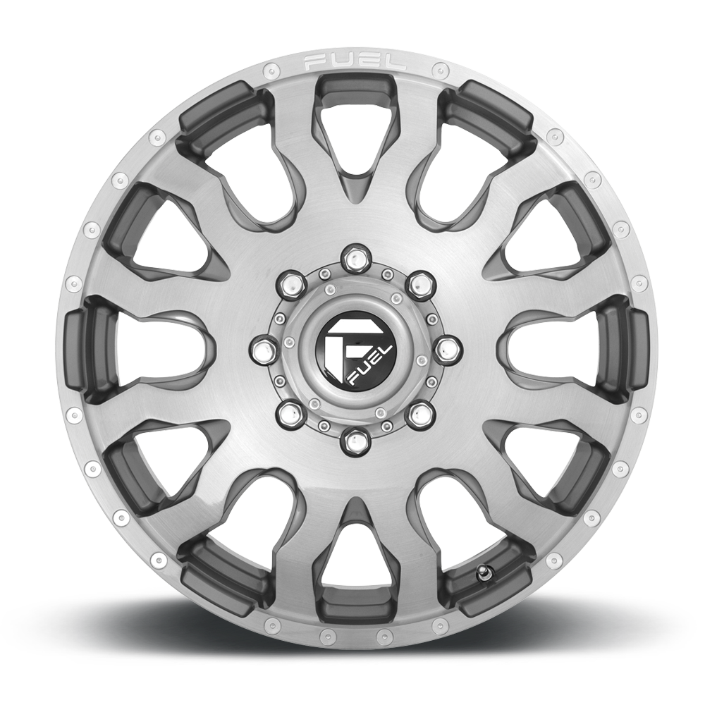 Dually Wheels 20X8.25 Blitz Dually D693 8 On 200 Brushed Gunmetal Gray Tinted Clear 142 Bore 105 Offset Multi Spoke Front Dually Fuel Off Road Wheels