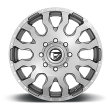 Load image into Gallery viewer, Dually Wheels 20X8.25 Blitz Dually D693 8 On 200 Brushed Gunmetal Gray Tinted Clear 142 Bore 105 Offset Multi Spoke Front Dually Fuel Off Road Wheels