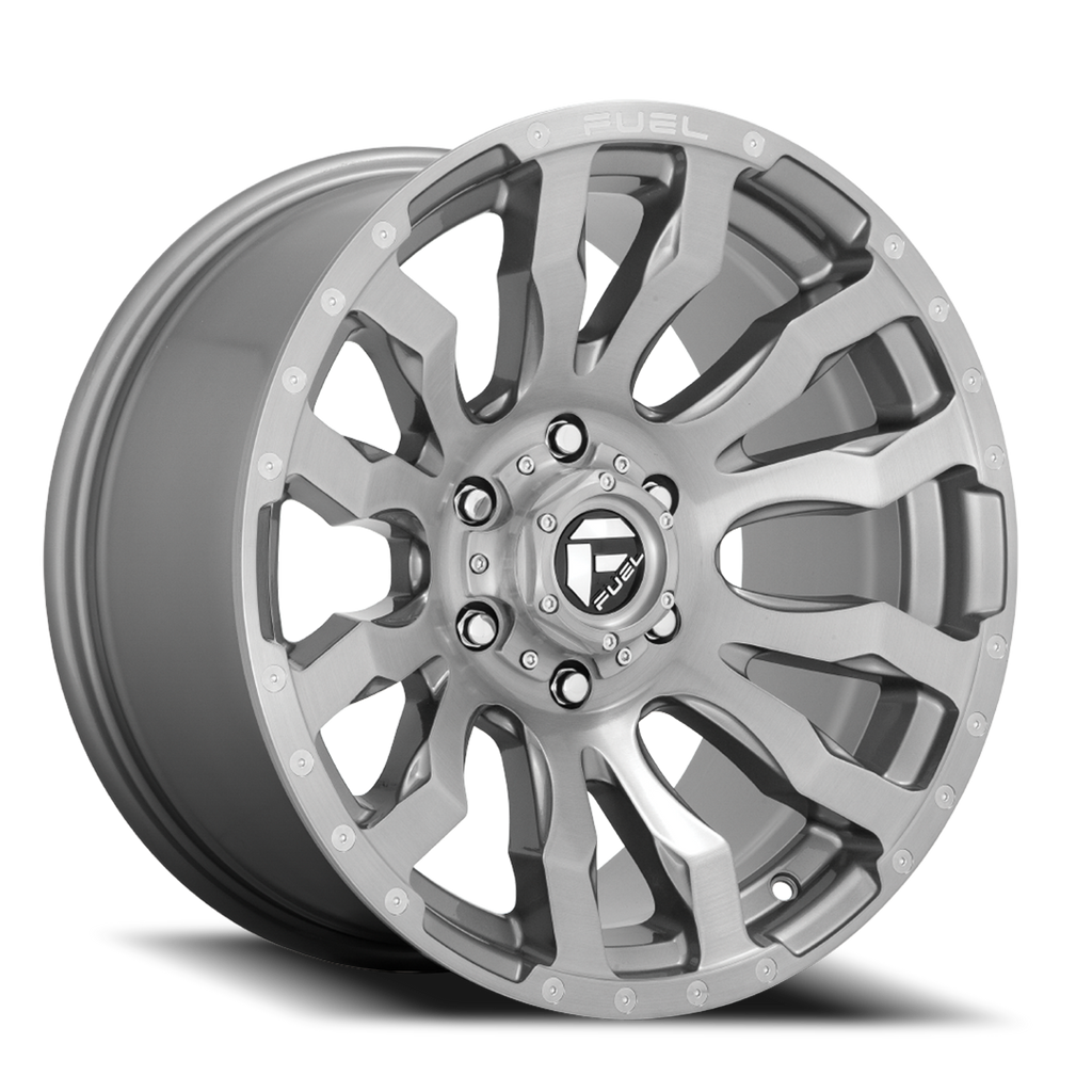 Aluminum Wheels 20X9 Blitz D693 6 On 135 Brushed Gunmetal Gray Tinted Clear 87.1 Bore 1 Offset Multi Spoke Fuel Off Road Wheels