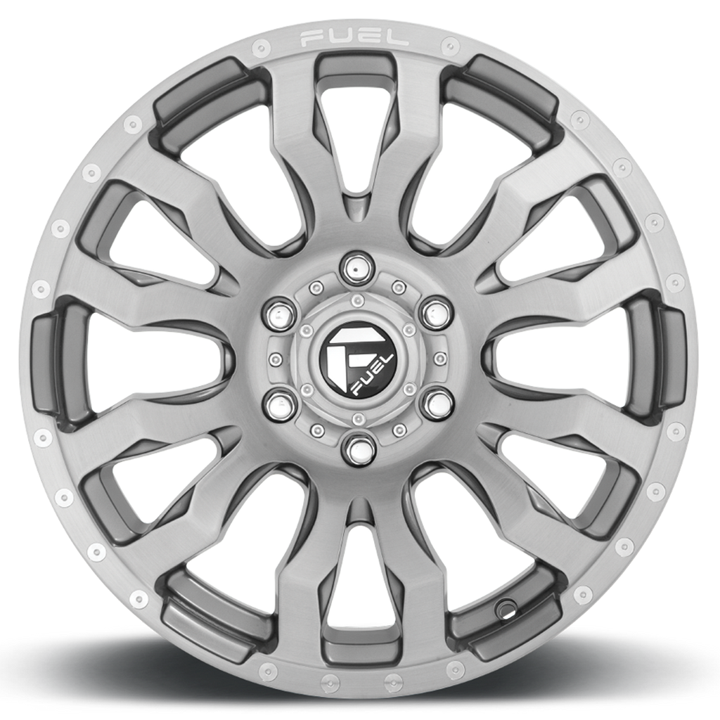 Aluminum Wheels 20X9 Blitz D693 6 On 135 Brushed Gunmetal Gray Tinted Clear 87.1 Bore 1 Offset Multi Spoke Fuel Off Road Wheels