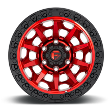 Load image into Gallery viewer, Aluminum Wheels 20X9 Covert D695 6 On 135 Candy Red Black Bead Ring 87.1 Bore 1 Offset Multi Spoke Fuel Off Road Wheels