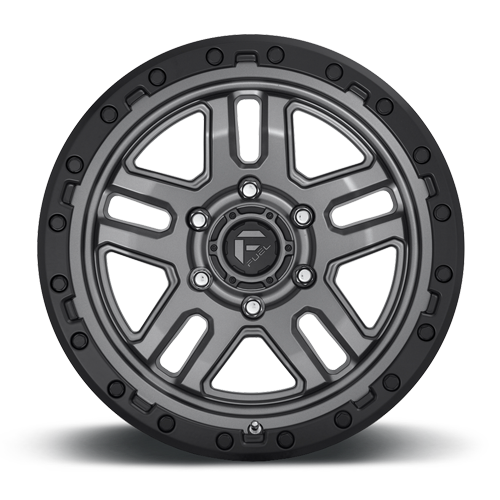 Aluminum Wheels 18X9 AMMO D701 6 On 135 Matte Gunmetal Gray W/Black Bead Ring 87.1 Bore 1 Offset 5 Spoke Fuel Off Road Wheels